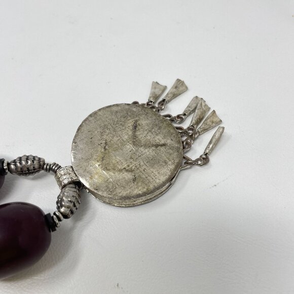 Handcrafted Boho Necklace Silver Tone Mandela Pendant Beaded Gypsy Ethnic‎ - Picture 11 of 14